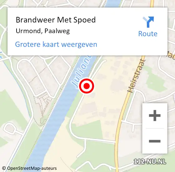 Locatie op kaart van de 112 melding: Brandweer Met Spoed Naar Urmond, Paalweg op 14 december 2016 16:32