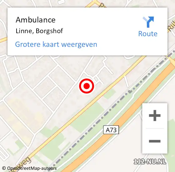 Locatie op kaart van de 112 melding: Ambulance Linne, Borgshof op 14 december 2016 17:16