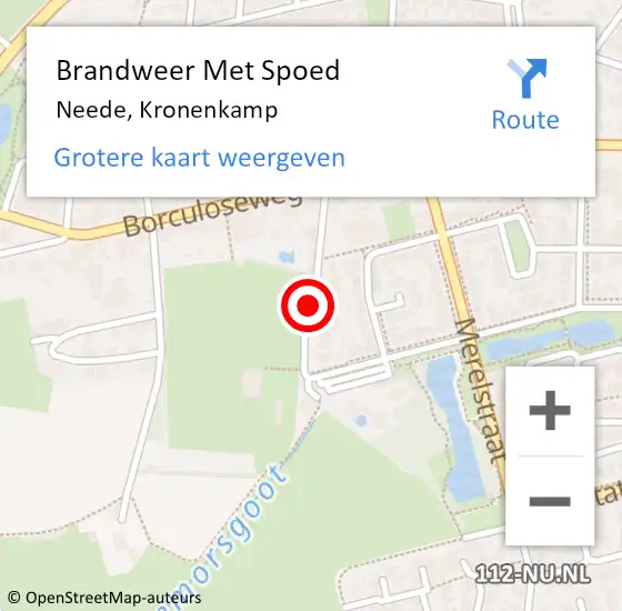 Locatie op kaart van de 112 melding: Brandweer Met Spoed Naar Neede, Kronenkamp op 14 december 2016 17:33