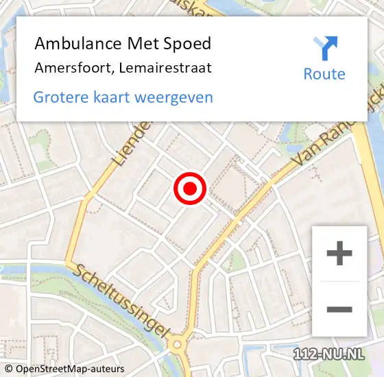 Locatie op kaart van de 112 melding: Ambulance Met Spoed Naar Amersfoort, Lemairestraat op 14 december 2016 18:11