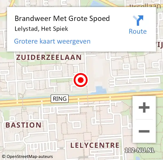 Locatie op kaart van de 112 melding: Brandweer Met Grote Spoed Naar Lelystad, Het Spiek op 14 december 2016 18:39