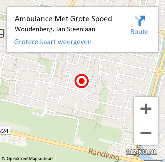 Locatie op kaart van de 112 melding: Ambulance Met Grote Spoed Naar Woudenberg, Jan Steenlaan op 14 december 2016 18:53