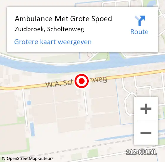 Locatie op kaart van de 112 melding: Ambulance Met Grote Spoed Naar Zuidbroek, Scholtenweg op 14 december 2016 19:22