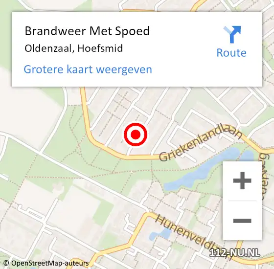 Locatie op kaart van de 112 melding: Brandweer Met Spoed Naar Oldenzaal, Hoefsmid op 14 december 2016 19:25