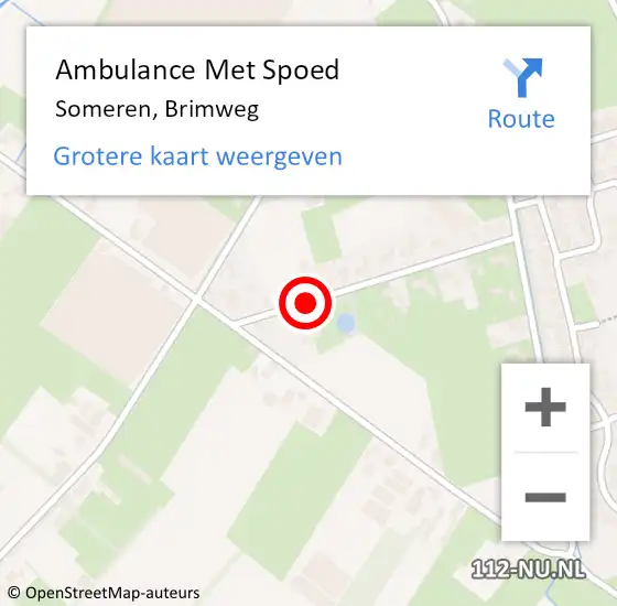 Locatie op kaart van de 112 melding: Ambulance Met Spoed Naar Someren, Brimweg op 14 december 2016 19:55