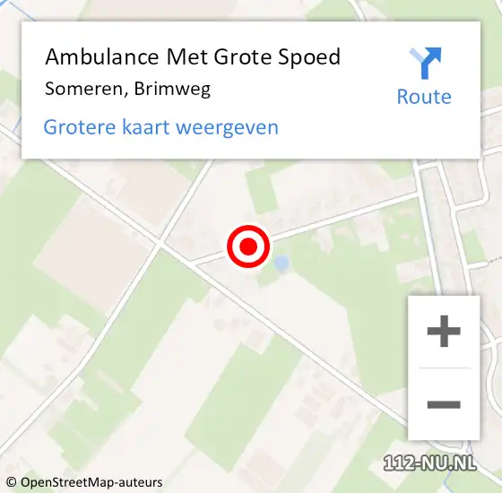 Locatie op kaart van de 112 melding: Ambulance Met Grote Spoed Naar Someren, Brimweg op 14 december 2016 19:57