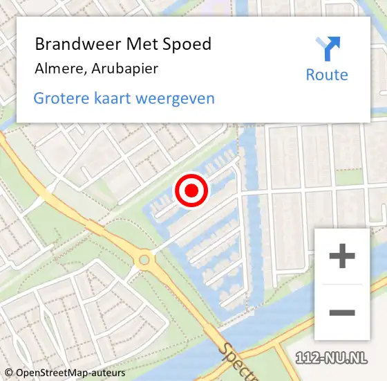 Locatie op kaart van de 112 melding: Brandweer Met Spoed Naar Almere, Arubapier op 14 december 2016 19:58