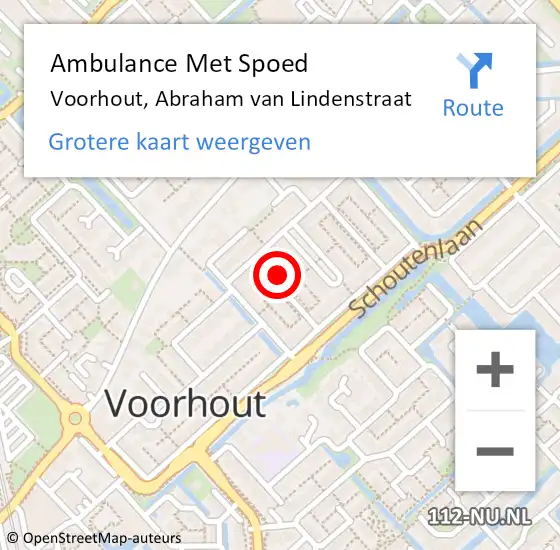 Locatie op kaart van de 112 melding: Ambulance Met Spoed Naar Voorhout, Abraham van Lindenstraat op 14 december 2016 20:03