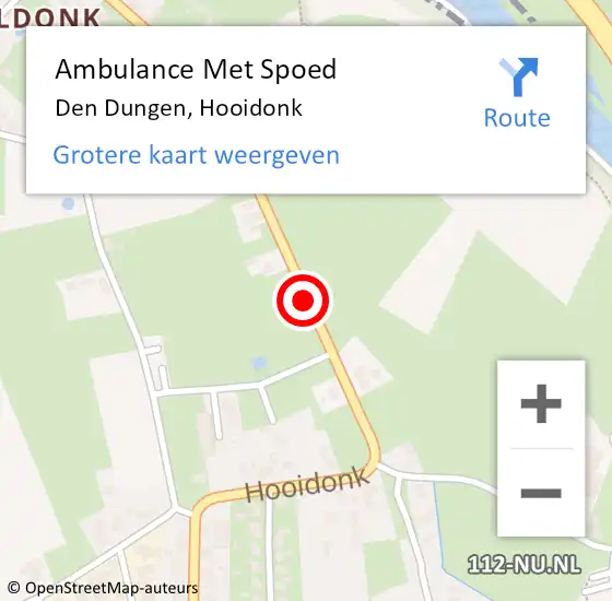 Locatie op kaart van de 112 melding: Ambulance Met Spoed Naar Den Dungen, Hooidonk op 14 december 2016 20:10