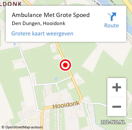 Locatie op kaart van de 112 melding: Ambulance Met Grote Spoed Naar Den Dungen, Hooidonk op 14 december 2016 20:14