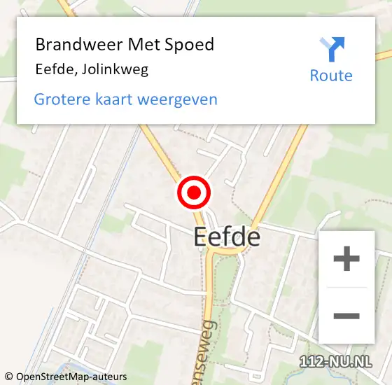 Locatie op kaart van de 112 melding: Brandweer Met Spoed Naar Eefde, Jolinkweg op 14 december 2016 20:20