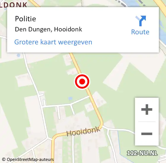 Locatie op kaart van de 112 melding: Politie Den Dungen, Hooidonk op 14 december 2016 20:33