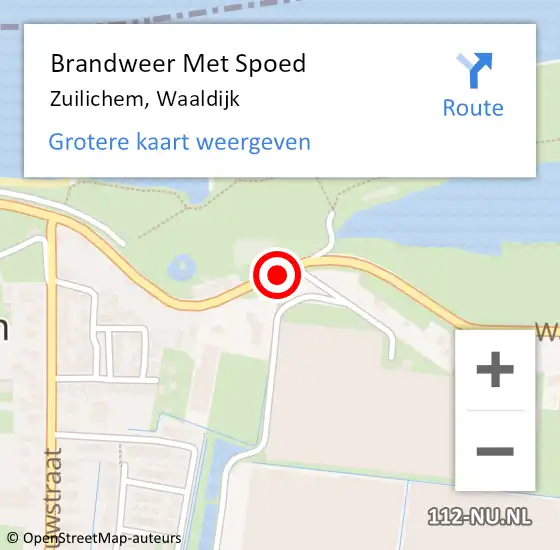 Locatie op kaart van de 112 melding: Brandweer Met Spoed Naar Zuilichem, Waaldijk op 14 december 2016 20:42