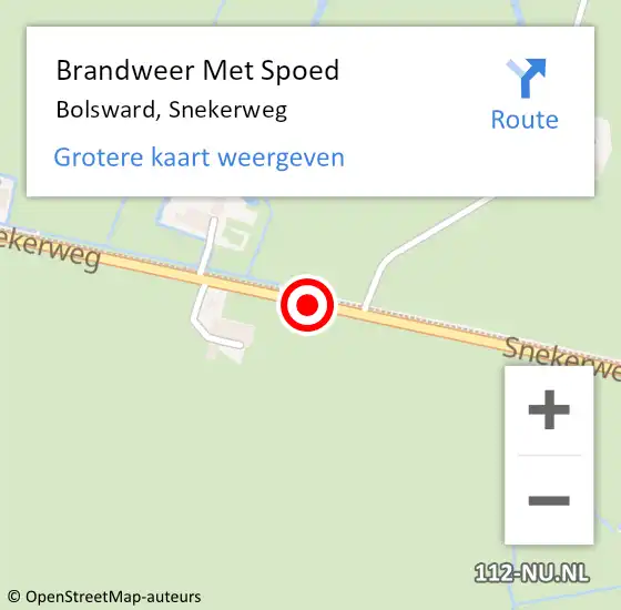 Locatie op kaart van de 112 melding: Brandweer Met Spoed Naar Bolsward, Snekerweg op 4 januari 2014 14:23