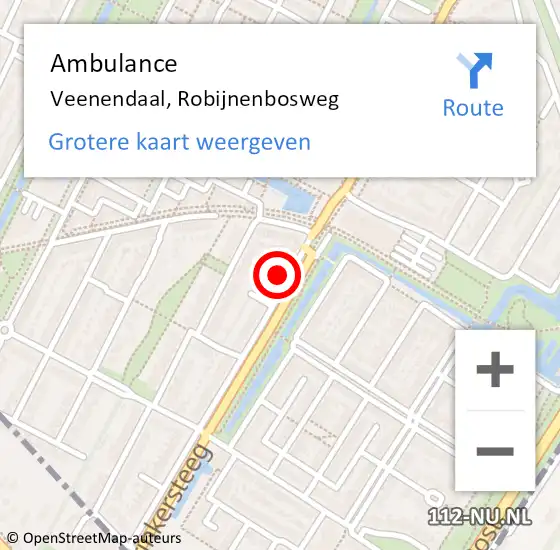 Locatie op kaart van de 112 melding: Ambulance Veenendaal, Robijnenbosweg op 14 december 2016 21:42