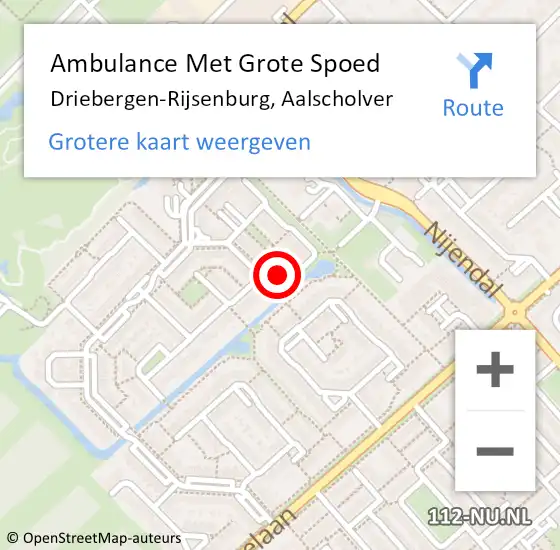 Locatie op kaart van de 112 melding: Ambulance Met Grote Spoed Naar Driebergen-Rijsenburg, Aalscholver op 14 december 2016 21:52