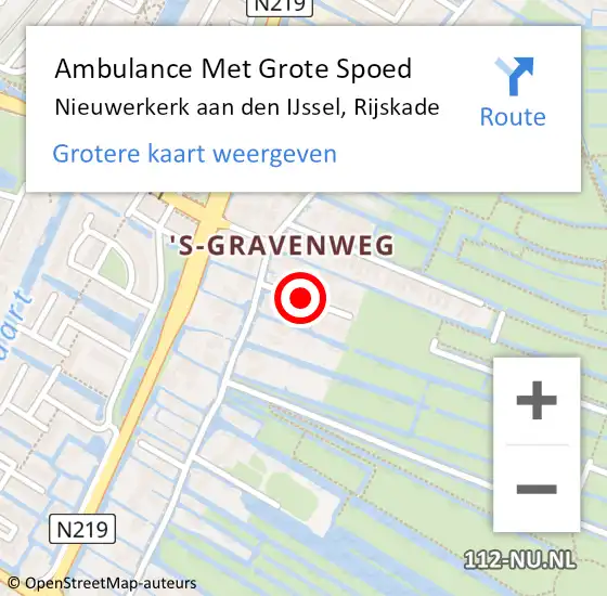 Locatie op kaart van de 112 melding: Ambulance Met Grote Spoed Naar Nieuwerkerk aan den IJssel, Rijskade op 14 december 2016 22:16