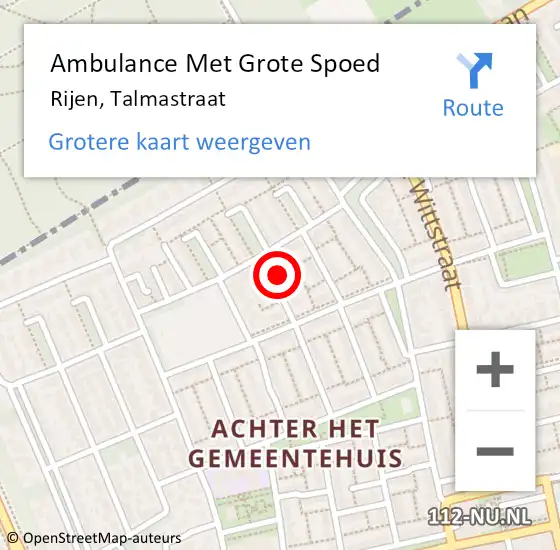 Locatie op kaart van de 112 melding: Ambulance Met Grote Spoed Naar Rijen, Talmastraat op 14 december 2016 22:32