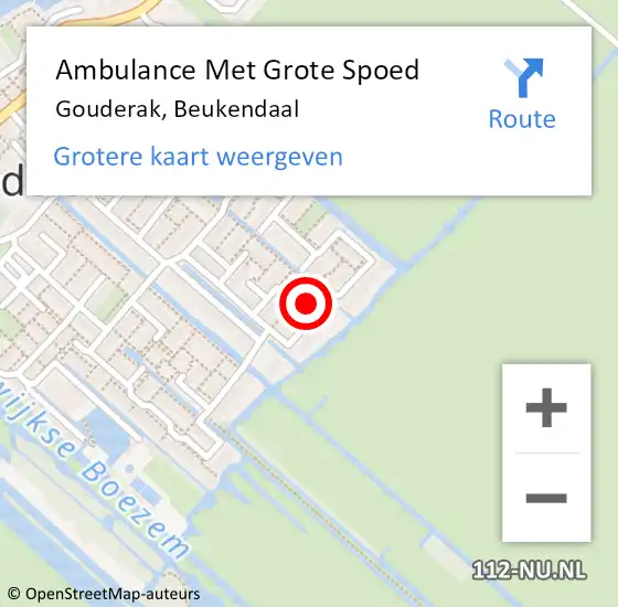 Locatie op kaart van de 112 melding: Ambulance Met Grote Spoed Naar Gouderak, Beukendaal op 14 december 2016 22:53