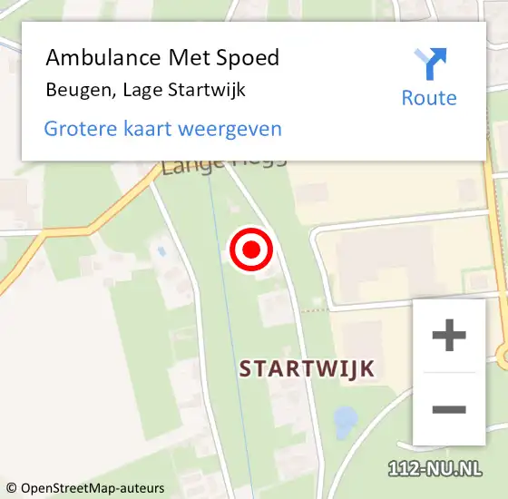 Locatie op kaart van de 112 melding: Ambulance Met Spoed Naar Beugen, Lage Startwijk op 14 december 2016 23:00