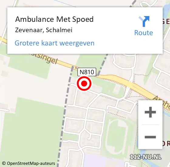 Locatie op kaart van de 112 melding: Ambulance Met Spoed Naar Zevenaar, Schalmei op 14 december 2016 23:41