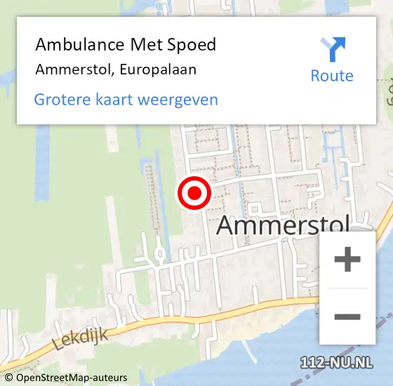 Locatie op kaart van de 112 melding: Ambulance Met Spoed Naar Ammerstol, Europalaan op 15 december 2016 01:37