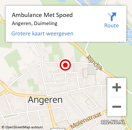 Locatie op kaart van de 112 melding: Ambulance Met Spoed Naar Angeren, Duimeling op 15 december 2016 03:59