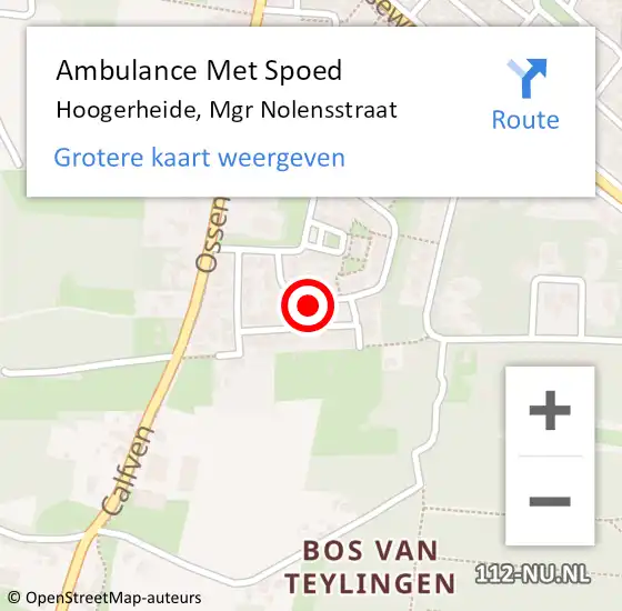 Locatie op kaart van de 112 melding: Ambulance Met Spoed Naar Hoogerheide, Mgr Nolensstraat op 15 december 2016 04:36