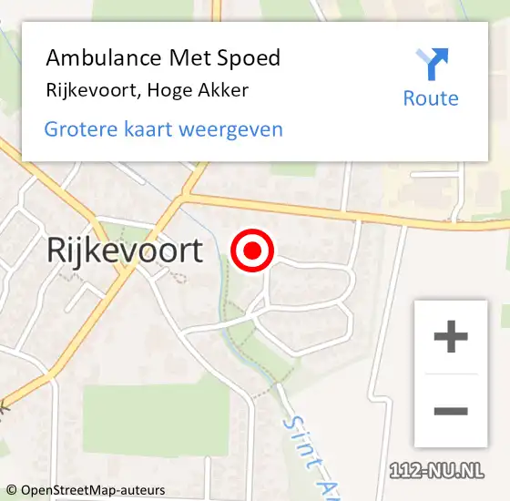 Locatie op kaart van de 112 melding: Ambulance Met Spoed Naar Rijkevoort, Hoge Akker op 15 december 2016 07:16