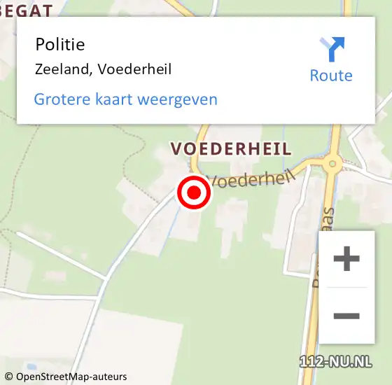 Locatie op kaart van de 112 melding: Politie Zeeland, Voederheil op 15 december 2016 07:37