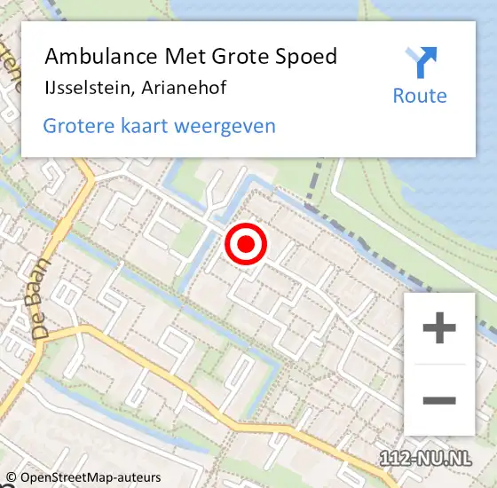 Locatie op kaart van de 112 melding: Ambulance Met Grote Spoed Naar IJsselstein, Arianehof op 15 december 2016 07:55