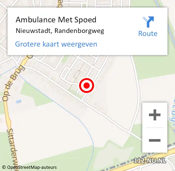 Locatie op kaart van de 112 melding: Ambulance Met Spoed Naar Nieuwstadt, Randenborgweg op 15 december 2016 08:05