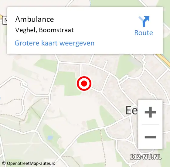 Locatie op kaart van de 112 melding: Ambulance Veghel, Boomstraat op 15 december 2016 08:32