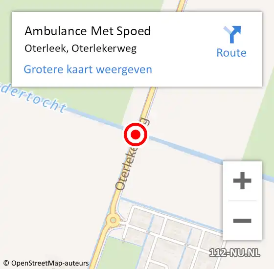 Locatie op kaart van de 112 melding: Ambulance Met Spoed Naar Oterleek, Oterlekerweg op 15 december 2016 08:43