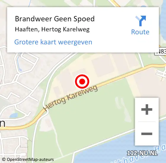 Locatie op kaart van de 112 melding: Brandweer Geen Spoed Naar Haaften, Hertog Karelweg op 15 december 2016 09:10