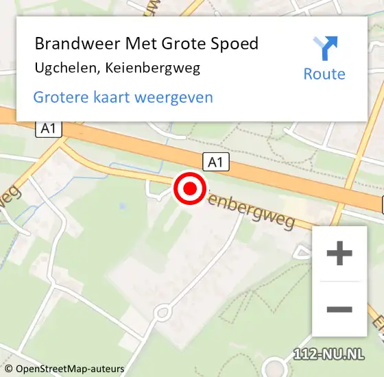 Locatie op kaart van de 112 melding: Brandweer Met Grote Spoed Naar Ugchelen, Keienbergweg op 4 januari 2014 15:15