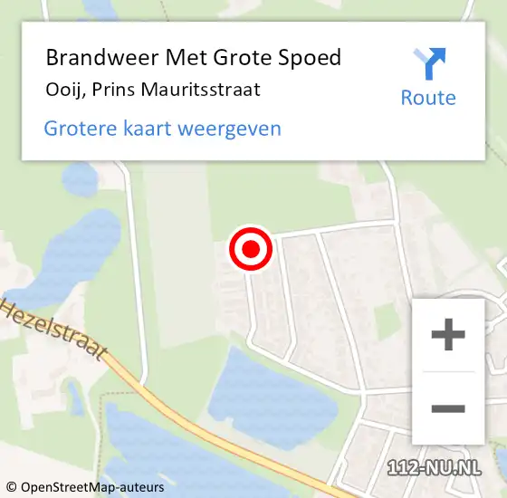 Locatie op kaart van de 112 melding: Brandweer Met Grote Spoed Naar Ooij, Prins Mauritsstraat op 15 december 2016 10:37