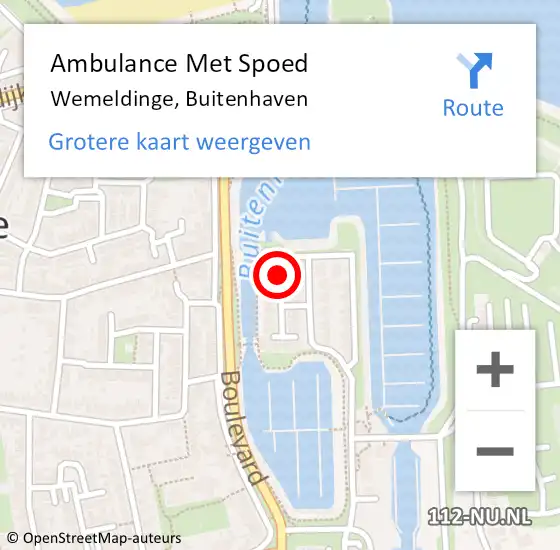 Locatie op kaart van de 112 melding: Ambulance Met Spoed Naar Wemeldinge, Buitenhaven op 15 december 2016 10:41