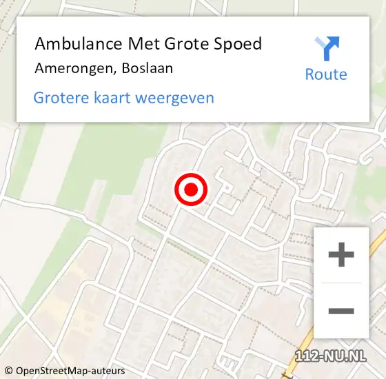 Locatie op kaart van de 112 melding: Ambulance Met Grote Spoed Naar Amerongen, Boslaan op 15 december 2016 11:01