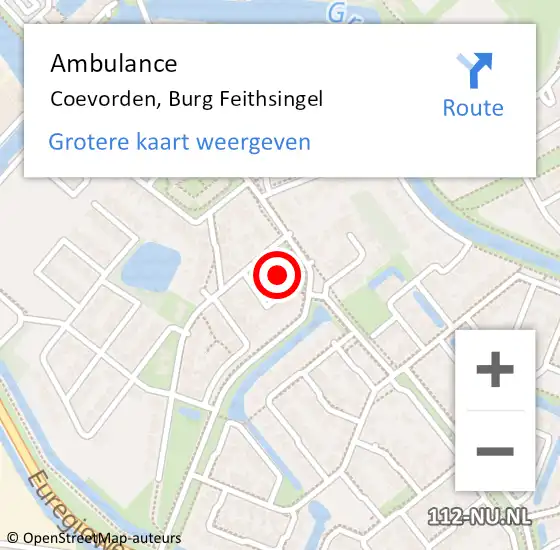 Locatie op kaart van de 112 melding: Ambulance Coevorden, Burg Feithsingel op 15 december 2016 11:10