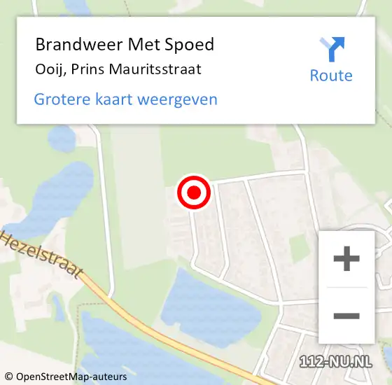 Locatie op kaart van de 112 melding: Brandweer Met Spoed Naar Ooij, Prins Mauritsstraat op 15 december 2016 11:22