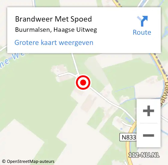 Locatie op kaart van de 112 melding: Brandweer Met Spoed Naar Buurmalsen, Haagse Uitweg op 15 december 2016 11:24