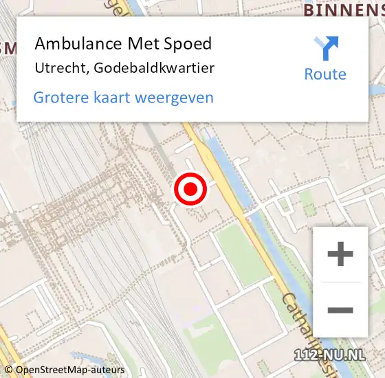 Locatie op kaart van de 112 melding: Ambulance Met Spoed Naar Utrecht, Godebaldkwartier op 15 december 2016 13:04