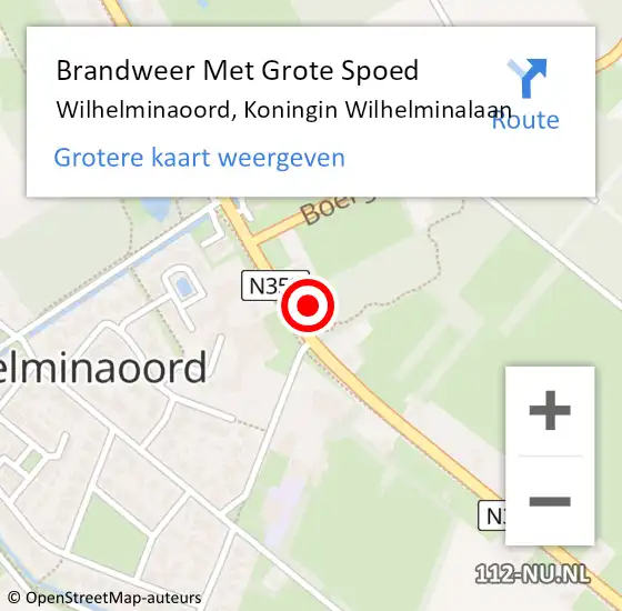 Locatie op kaart van de 112 melding: Brandweer Met Grote Spoed Naar Wilhelminaoord, Koningin Wilhelminalaan op 15 december 2016 14:59