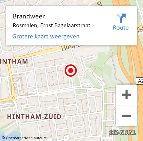 Locatie op kaart van de 112 melding: Brandweer Rosmalen, Ernst Bagelaarstraat op 15 december 2016 15:09