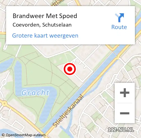 Locatie op kaart van de 112 melding: Brandweer Met Spoed Naar Coevorden, Schutselaan op 4 januari 2014 15:58