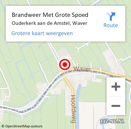 Locatie op kaart van de 112 melding: Brandweer Met Grote Spoed Naar Ouderkerk aan de Amstel, Waver op 15 december 2016 16:43