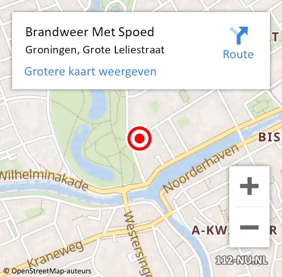 Locatie op kaart van de 112 melding: Brandweer Met Spoed Naar Groningen, Grote Leliestraat op 15 december 2016 17:19