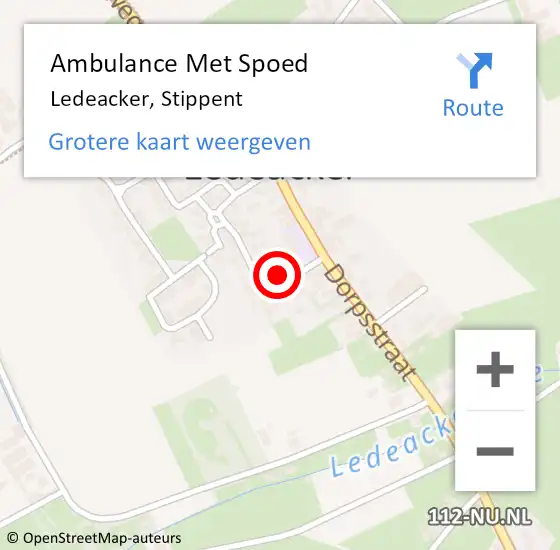 Locatie op kaart van de 112 melding: Ambulance Met Spoed Naar Ledeacker, Stippent op 15 december 2016 17:23