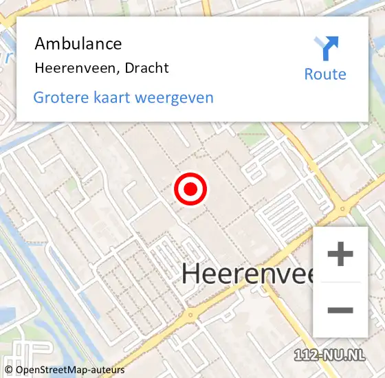 Locatie op kaart van de 112 melding: Ambulance Heerenveen, Dracht op 4 januari 2014 16:09